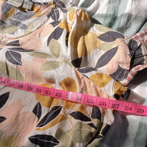 Rachel Zoe T-shirt Womens 2X 100% Linen Floral Foliage Beach Boho - Picture 5 of 6